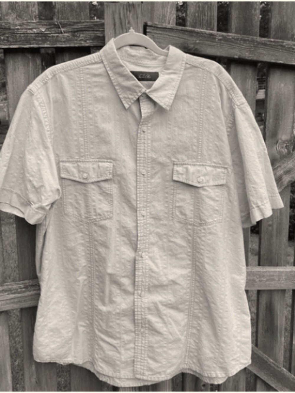 Men’s XXL Tasso Elba Button-Up Short Sleeve Shirt Taupe Textured